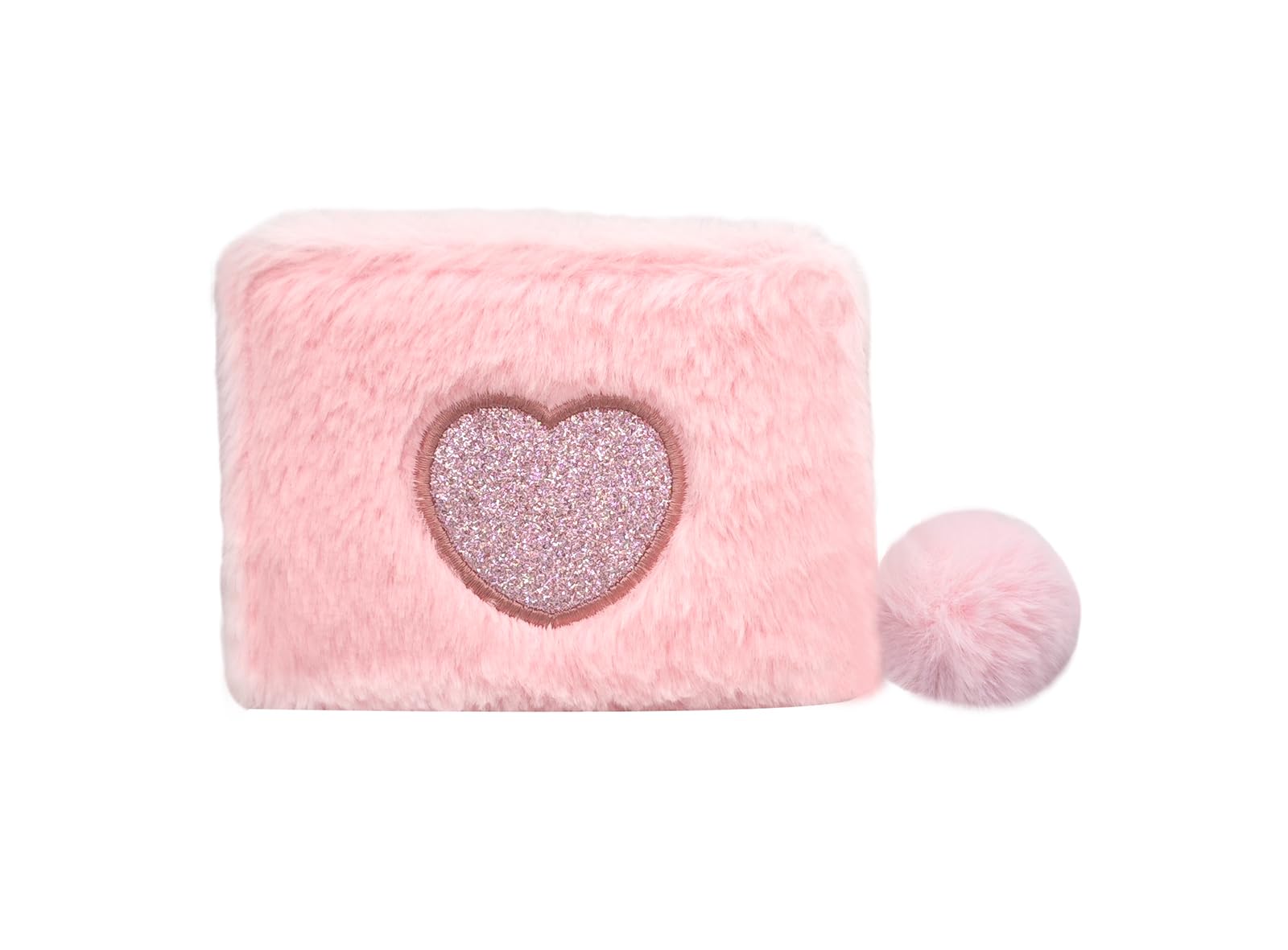 Coin Purse Credit Card Holder Furry Wallets Cute Wallet Zipper Coin Purse for Women Mini Coin Pouches with Plush Ball Pendant Wallet (pink)