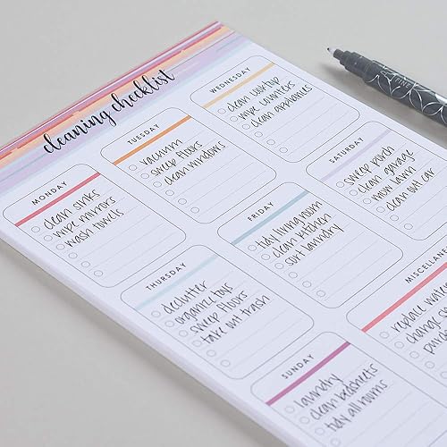 Miniatura 4 de Erin Condren Bloc de notas de diseñador bloc de notas de lista de verificación de limpieza, 25 páginas de planificación diaria, semanal y abierta