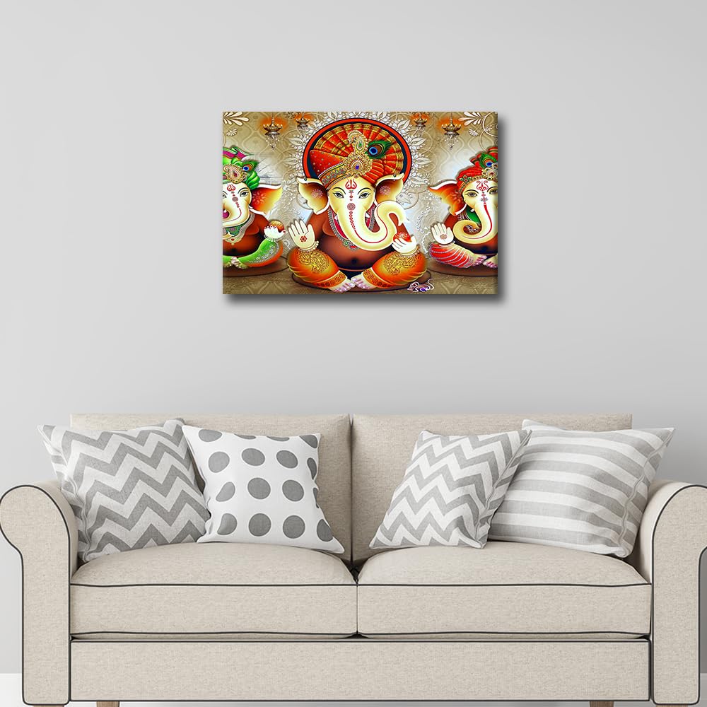 TISHIRON 1 Panel Hinduism Pictures for Living Room Ganesha Wall Art Prints on Canvas Indian God Painting Modern Artwork Hindu God Wall Decor for Bedroom Office Bathroom Decor Ready to Hang - Image 4