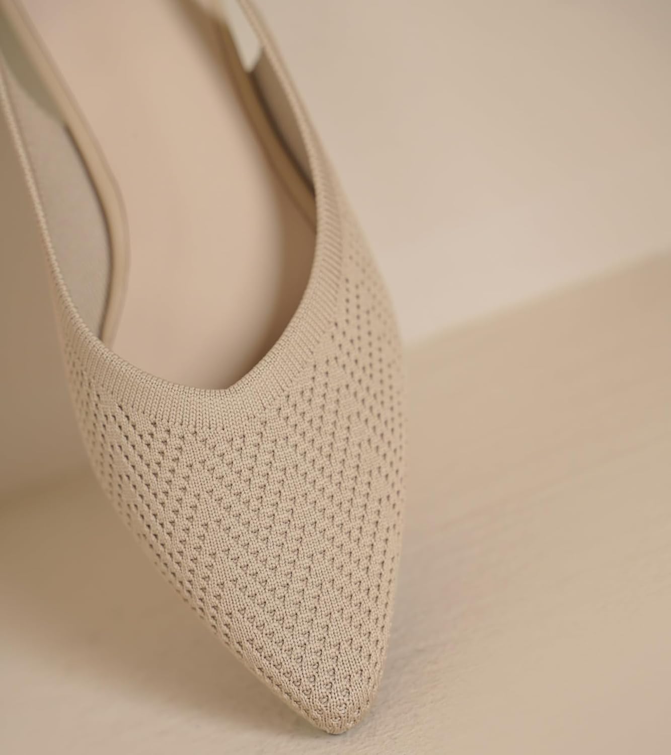 Slingback Ballet Flats for Women Pointed Toe Adjustable Buckle Strap Flats Comfortable Dressy Flats for Work & Party Knit Slip On Shoes - Image 5