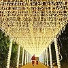 YRHome 15 m lichtketting LED ijsregen lichtgordijn 600 LEDs warm wit regenketting 8 modi IP44 voor Kerstmis bruiloft Halloween party kerstdecoratie binnen en buiten