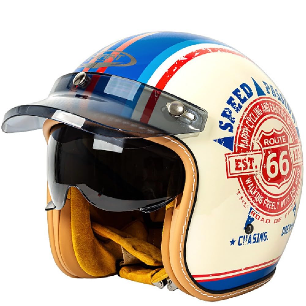 WZGGTEAM Motorbike Open Face, German Style Vintage Motorcycle Jet, ECE/DOT Approved Crash Helmet for Men and Women, Road Legal, Retro 3/4 Design