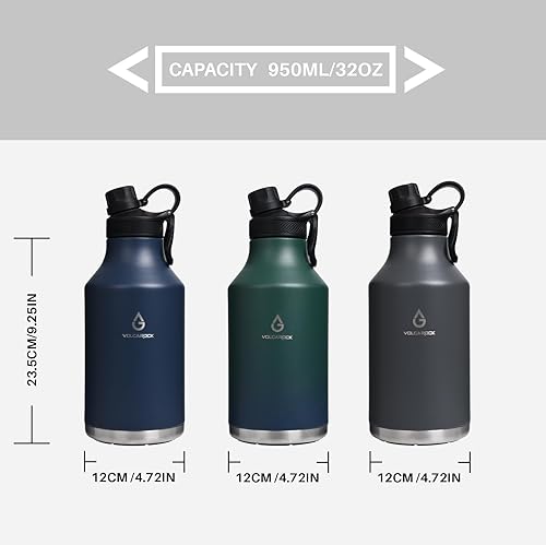 Miniatura 6 de Botella de agua aislada con tapa de pajilla, a prueba de polvo, 64 onzas, botella de agua de acero inoxidable de doble pared para bebidas calientes