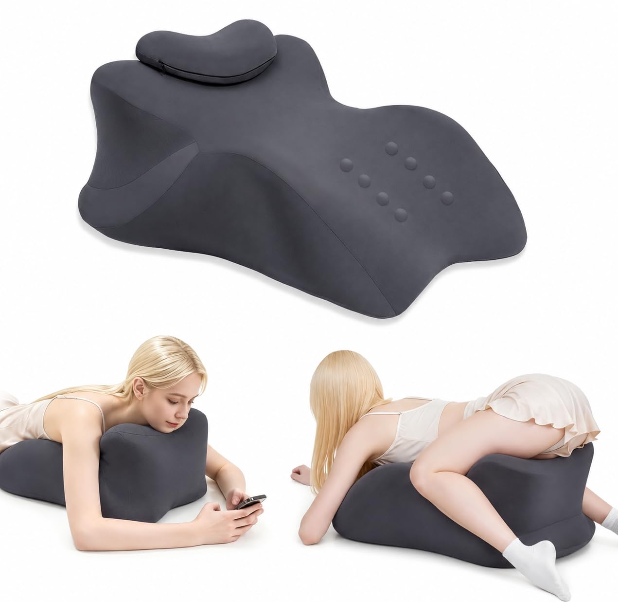 Photo 1 of **MINOR DAMAGE FOAM SQUISHED IN** Memory Foam Ergonomic Wedge Intimacy Pillow - 27° Lift Support Cushion for Sleeping, Reading & Prone Positions Multi-Functional Rest Pillow for Neck, Waist & Back Pain Relief Washable Cover- Grey