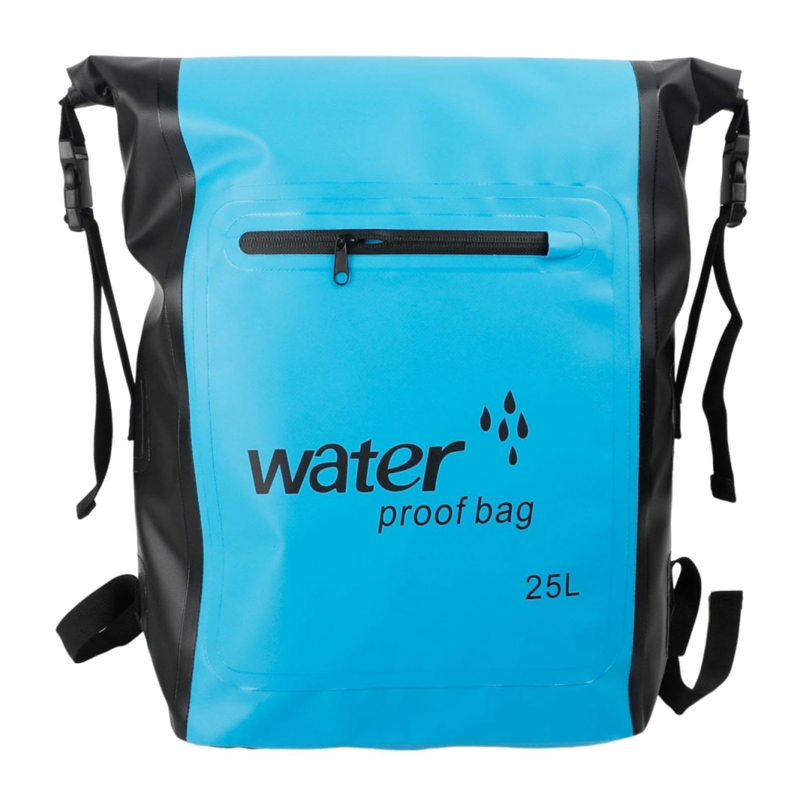 Wasserdichter Rucksack, 25 Liter, Wasserdichter Packsack mit Großem Stauraum für Schwimmen, Reisen, Wandern Und Outdoor Abenteuer, Hellblau