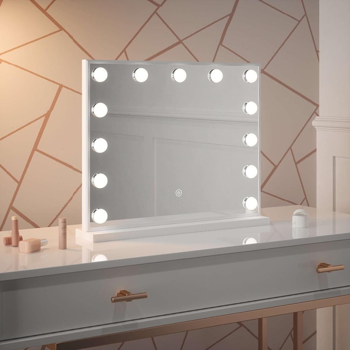 Hollywood Mirror Margot with Lights, Makeup Vanity Mirror with 14 Dimmable Bulbs for Dressing Table 50 x 42cm.