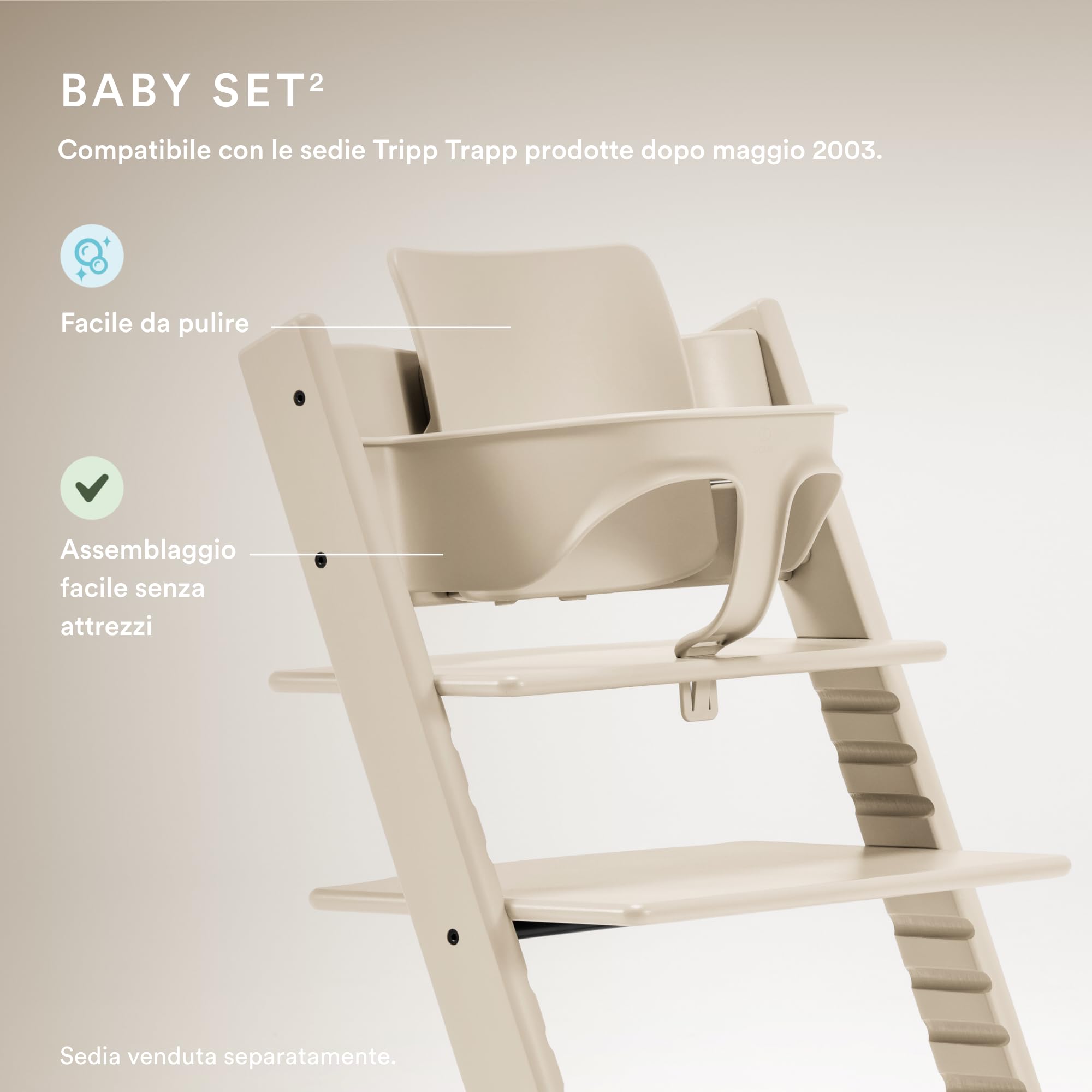 Tripp Trapp Baby Set 2 di Stokke, Vanilla White - Ideale per bambini dai 6 ai 36 mesi - Trasforma le sedie Tripp Trapp prodotte dopo maggio 2003 in un comodo seggiolone