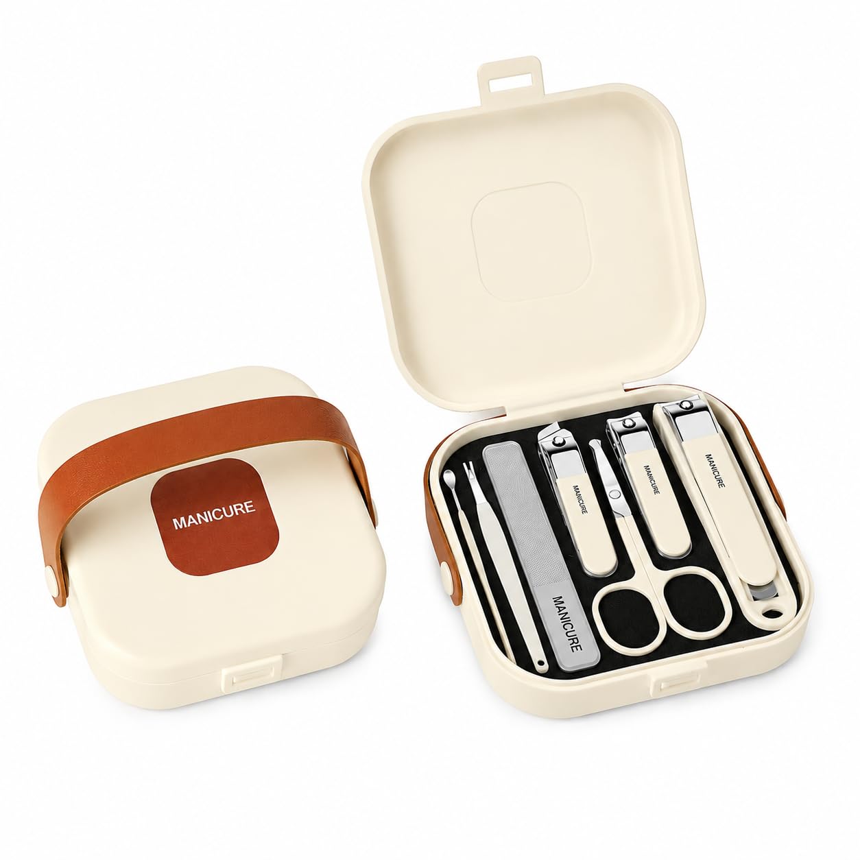 Klick N Shop 8-in-1 Manicure Pedicure Kit | Stainless Steel Nail Clippers Set with Travel Case | Professional Fingernail & Toenail Cutter Grooming Kit for Men & Women | Nail Cutter Set & Grooming Tools (Cream)-image-21