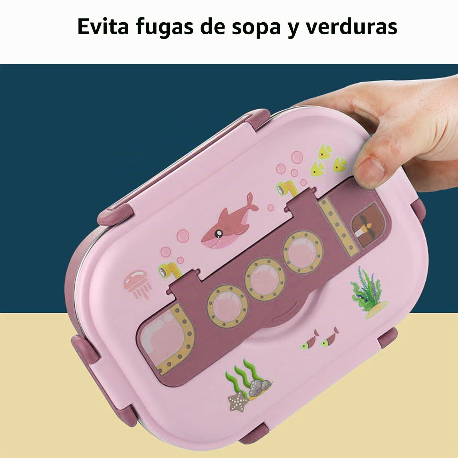 isotérmica de acero inoxidable - a prueba de fugas para niños y adultos - Sellada con silicona y portátil con ranura para cuchara - Perfecta para comidas