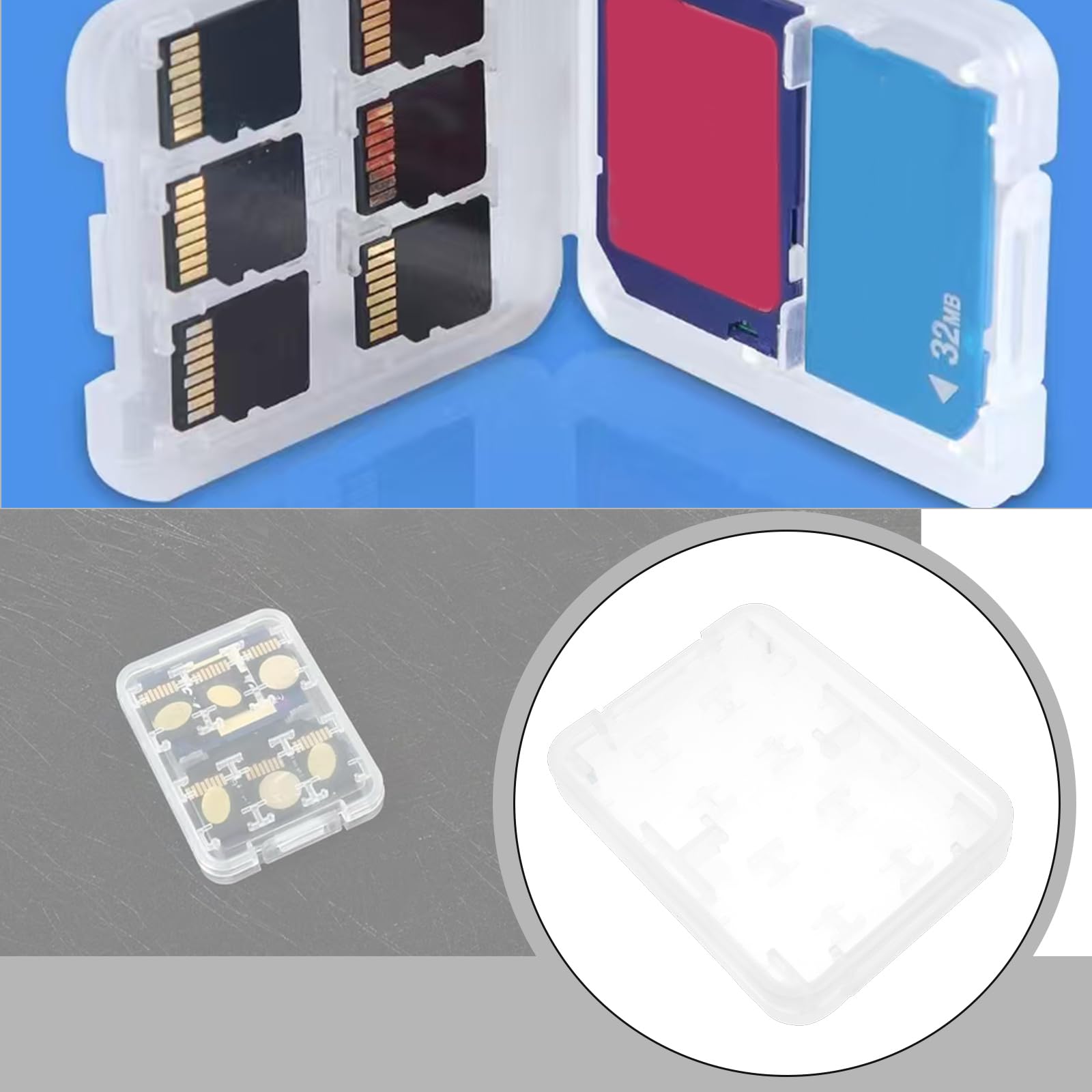 SG Store 5PCS SD TF Memory Card Case 57.7x43x8.4mm 8-Slot Waterproof Hard Protector Holder Storage Box for 2X SD Cards and 6X TF Memory Cards Accommodate
