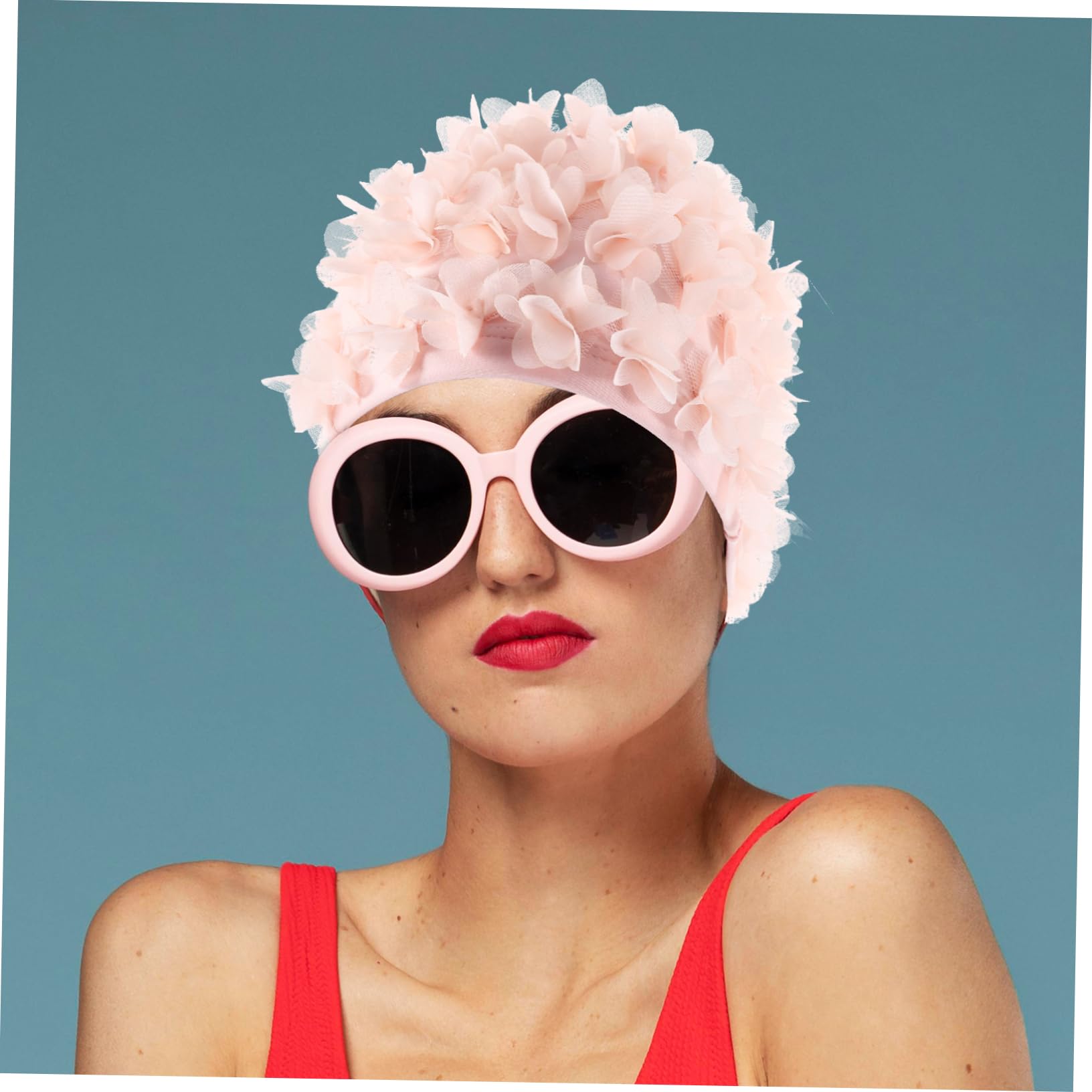 Abaodam 2pièces Bonnet De Bain pour Femme avec Bonnet De Piscine pour Cheveux Longs Épais Ou Bouclés Facile à Enfiler Retirer