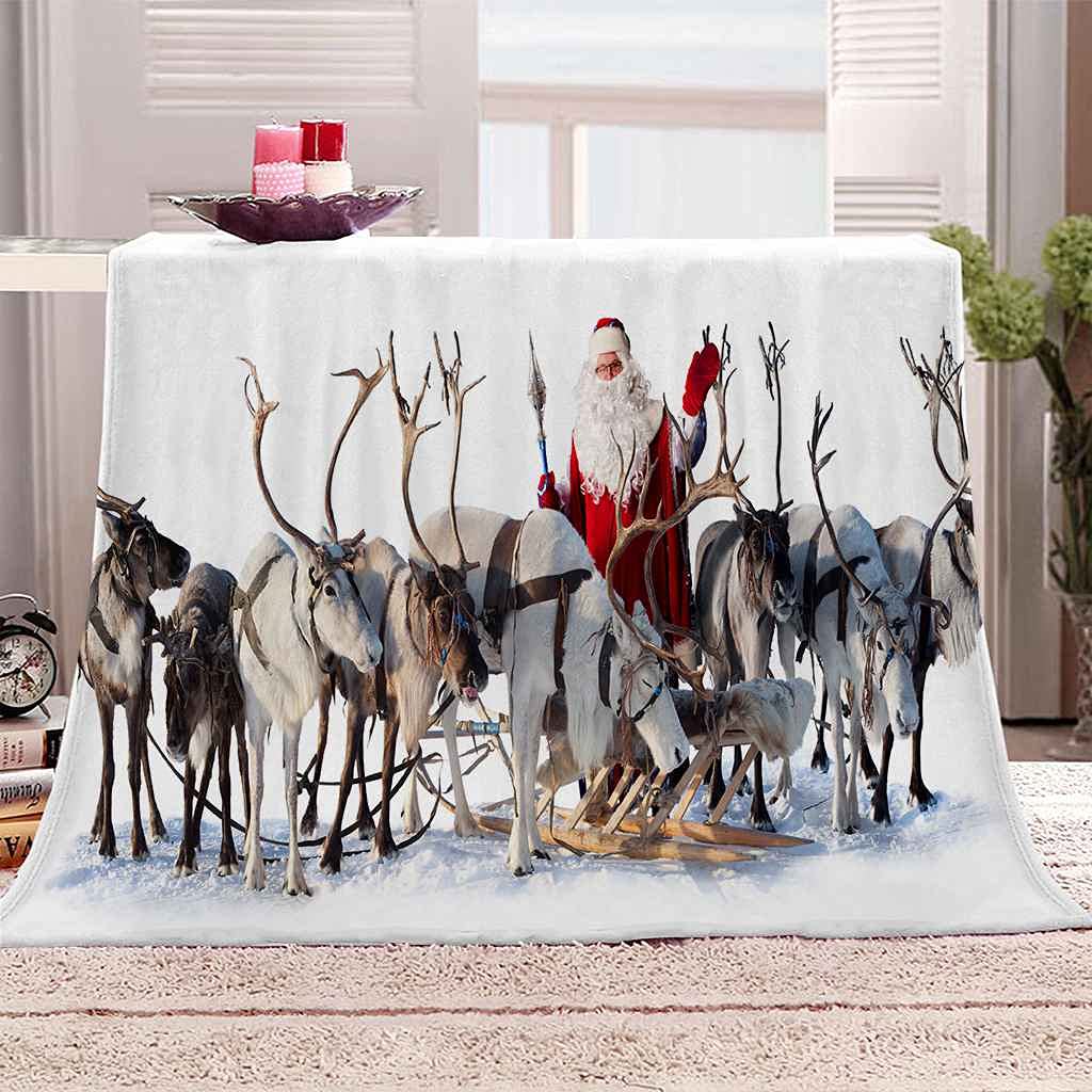 Couverture élan du Père Noël : plaid canapé douillet pour vos soirées