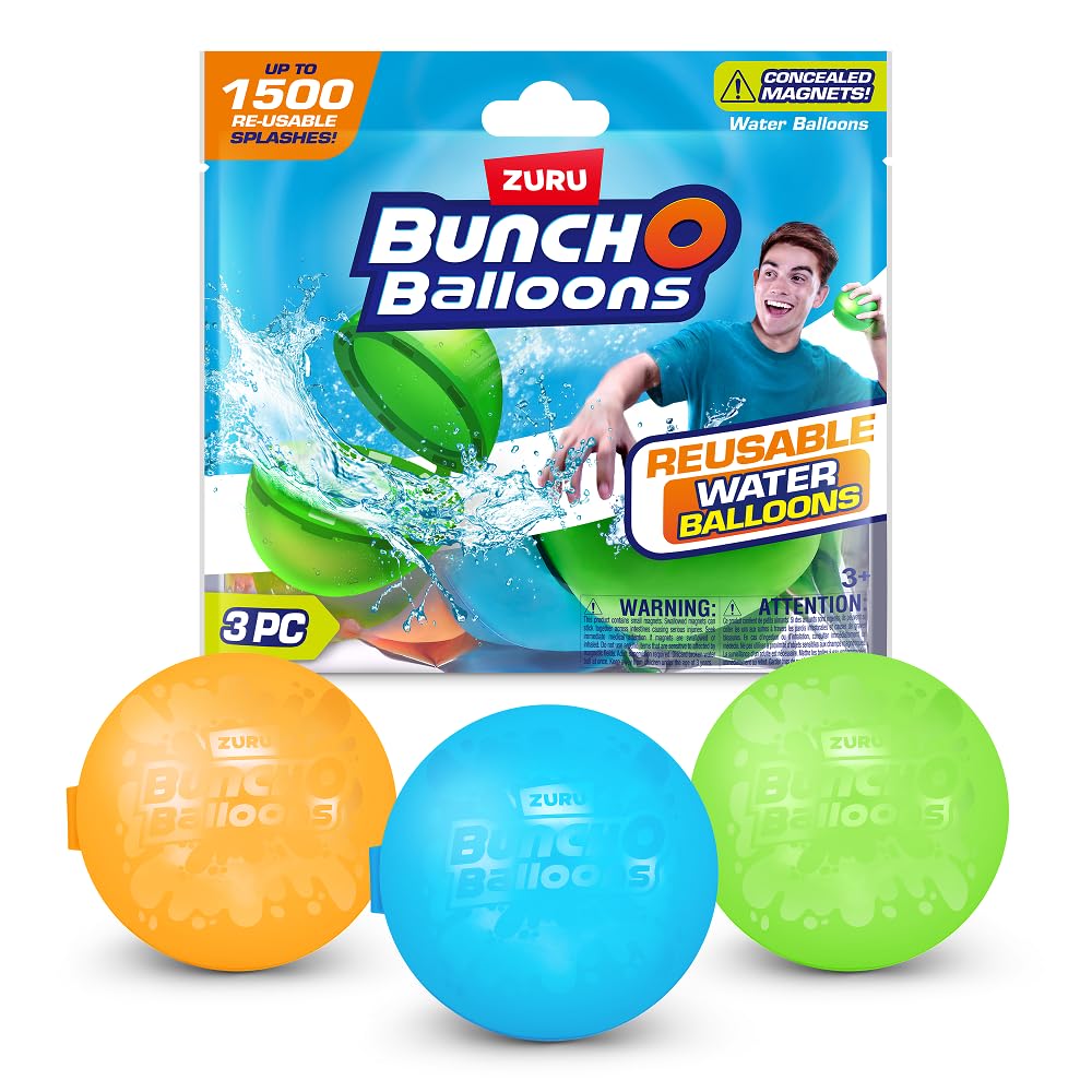 Bunch O Balloons Reusable Water Balloons, 3 Pack,for Kids, Adults (3 Pack - Asst. Colors)