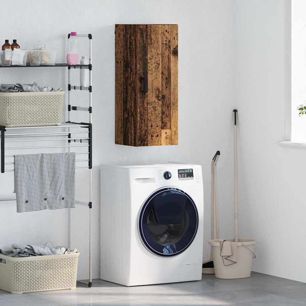 Wall Mounted Engineered Wood Cabinet with Door | Measures 34.5 x 34 x 90 cm with matte handles, providing vertical storage for living rooms, hallways, and home offices.