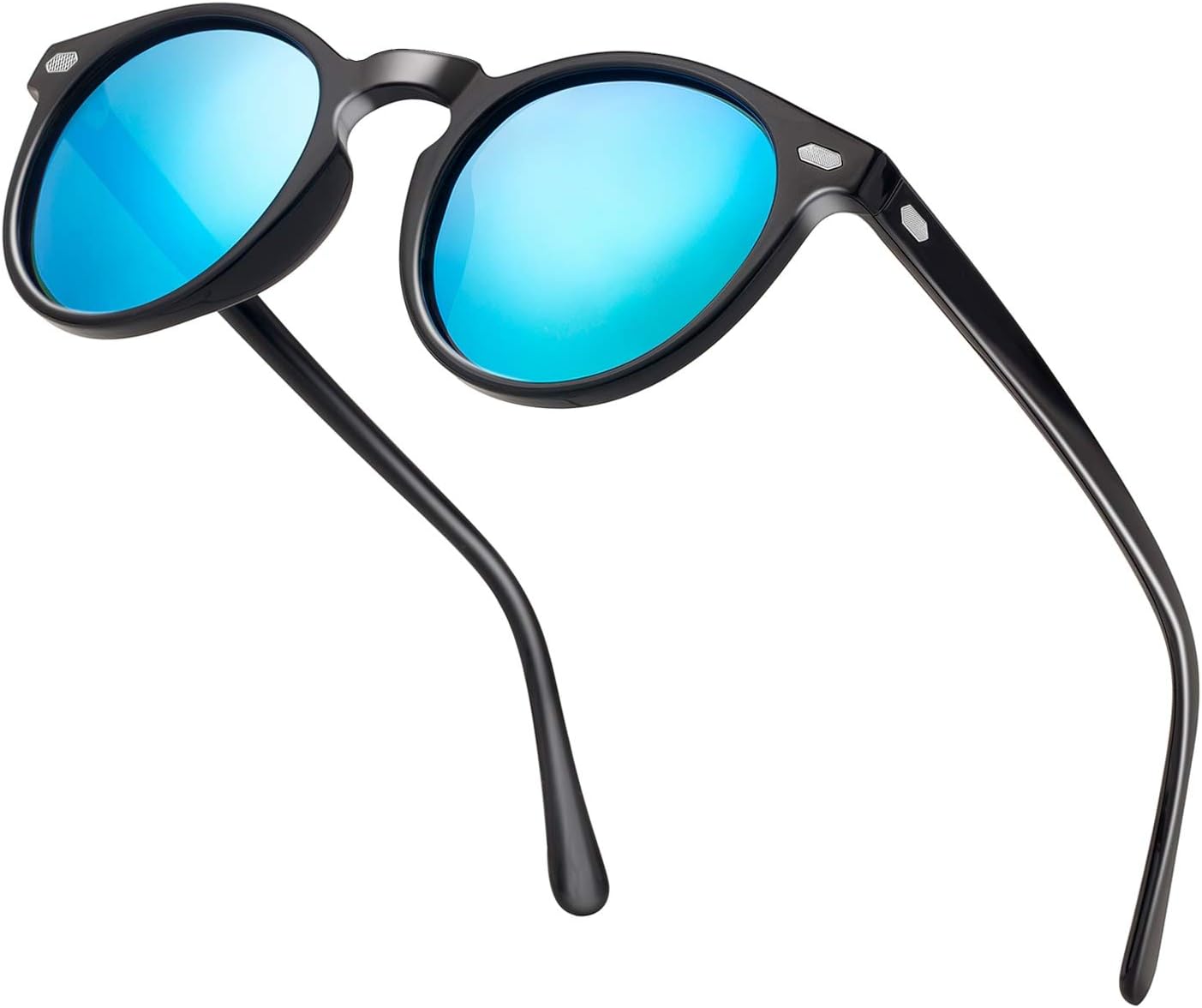 Vintage Polarized Round Sunglasses For Women Men Mirror Tinted Circle Lens Classic Designer Style Sun Glasses Stylish Shades with UV400 Protection