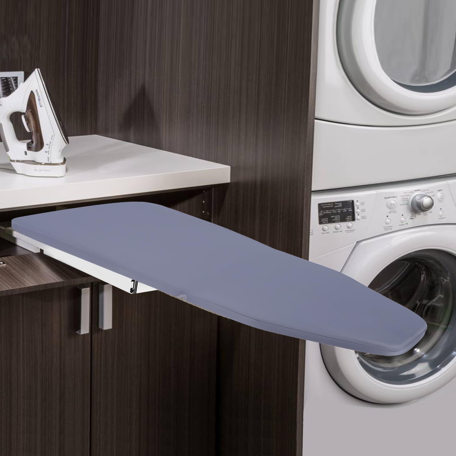 Bügelbrett, faltbar, um 180 ° drehbar, Wand-Bügelbrett, Tragfähigkeit 45 kg < 20 dB, faltbar, abnehmbarer Bezug, geeignet für Wohnungen und Häuser