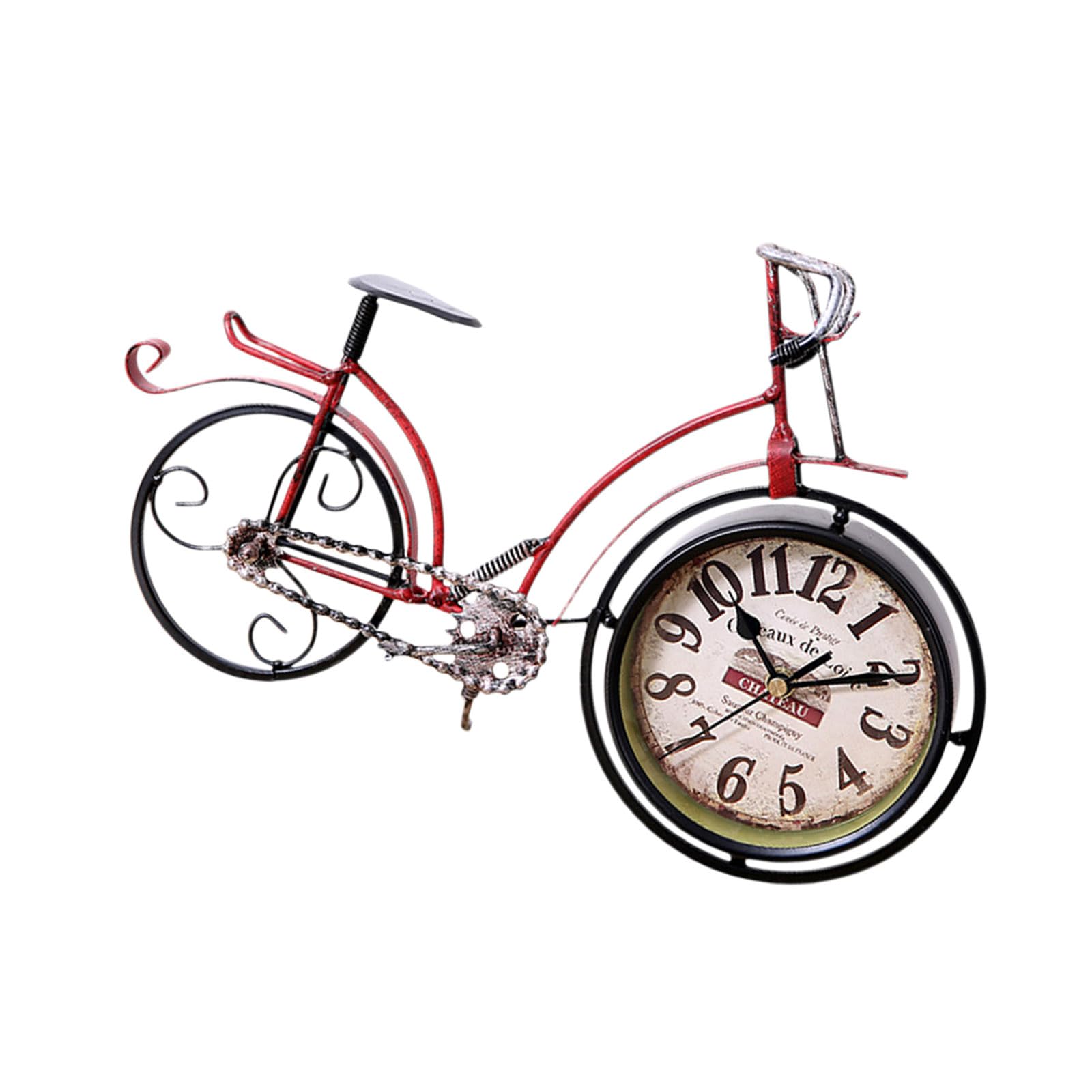 ZEPFJHE Retro Metal Desk Clock Battery Operated None Ticking for Home Decor Metal Tabletop Clock