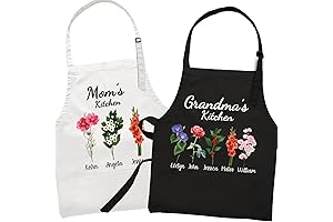 Customized Mother's Day Gifts for Grandma: Cherished Kitchen Apron Embroidered with Birth Month Flowers