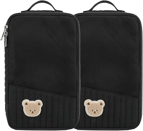 Miniatura 6 de MOMIGO Bolsas organizadoras para pañales para bebé, paquete de 2 bolsas impermeables para colgar pañales, bolsa de malla de oso de conejo,