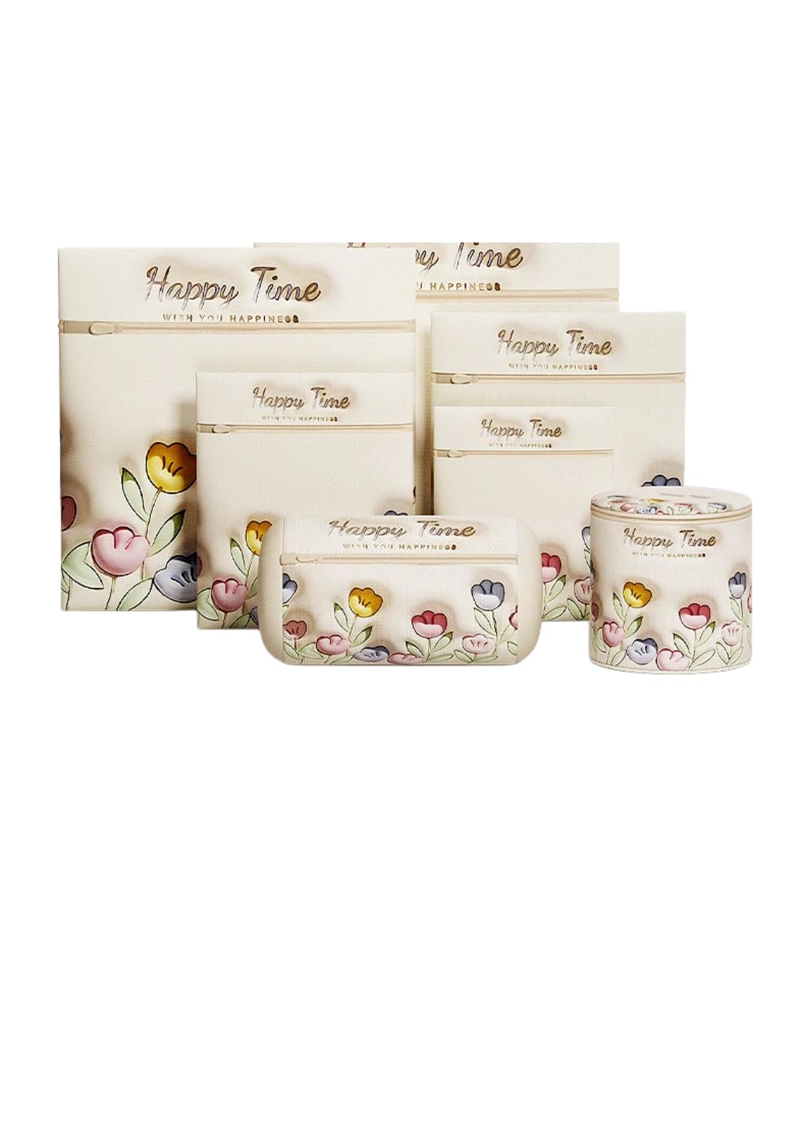 Tulip Print Laundry Mesh Wash Bags, Anti Deform Zipper Washing Bag for Sweater Lingerie, Washing Machine Protector Net Bags