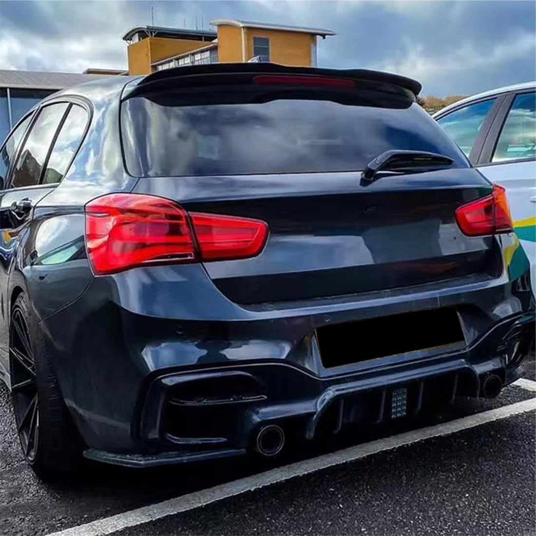 Spoiler Posteriore per Tetto Auto per BMW 1 Series F20 F21 2012-2020, Spoiler per Berlina/bagagliaio in ABS, Nero Lucido/aspetto Fibra di Carbonio,Glossy Black
