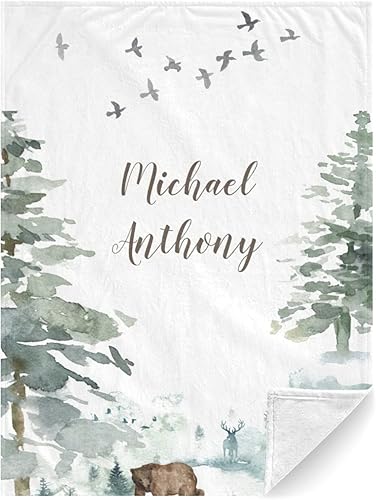 Manta de bebé personalizada con nombre, manta de bebé personalizada para niñas y niños, aventura espera cosas, manta para guardería, manta de oso