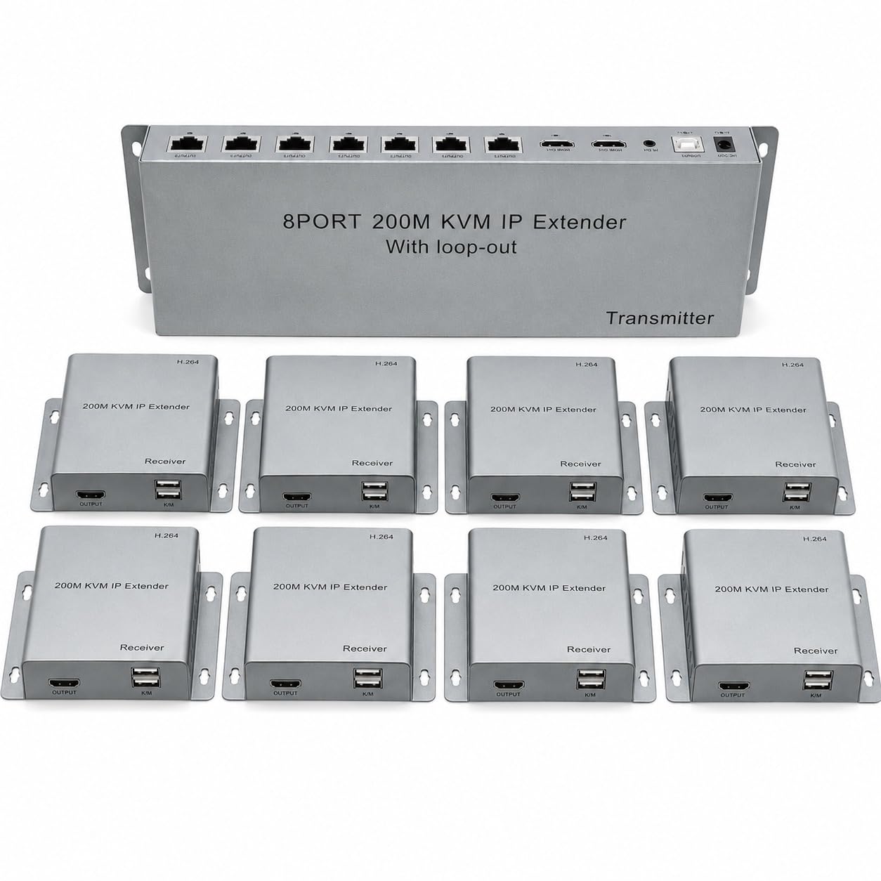 RAMEX 1x8 HDMI KVM IP Extender Splitter 4K@60Hz over CAT6/CAT7 | 200M Transmission Range, USB KVM Control, HDMI Loop-Out, IR Remote Extension, 1 In 8 Out-image-40