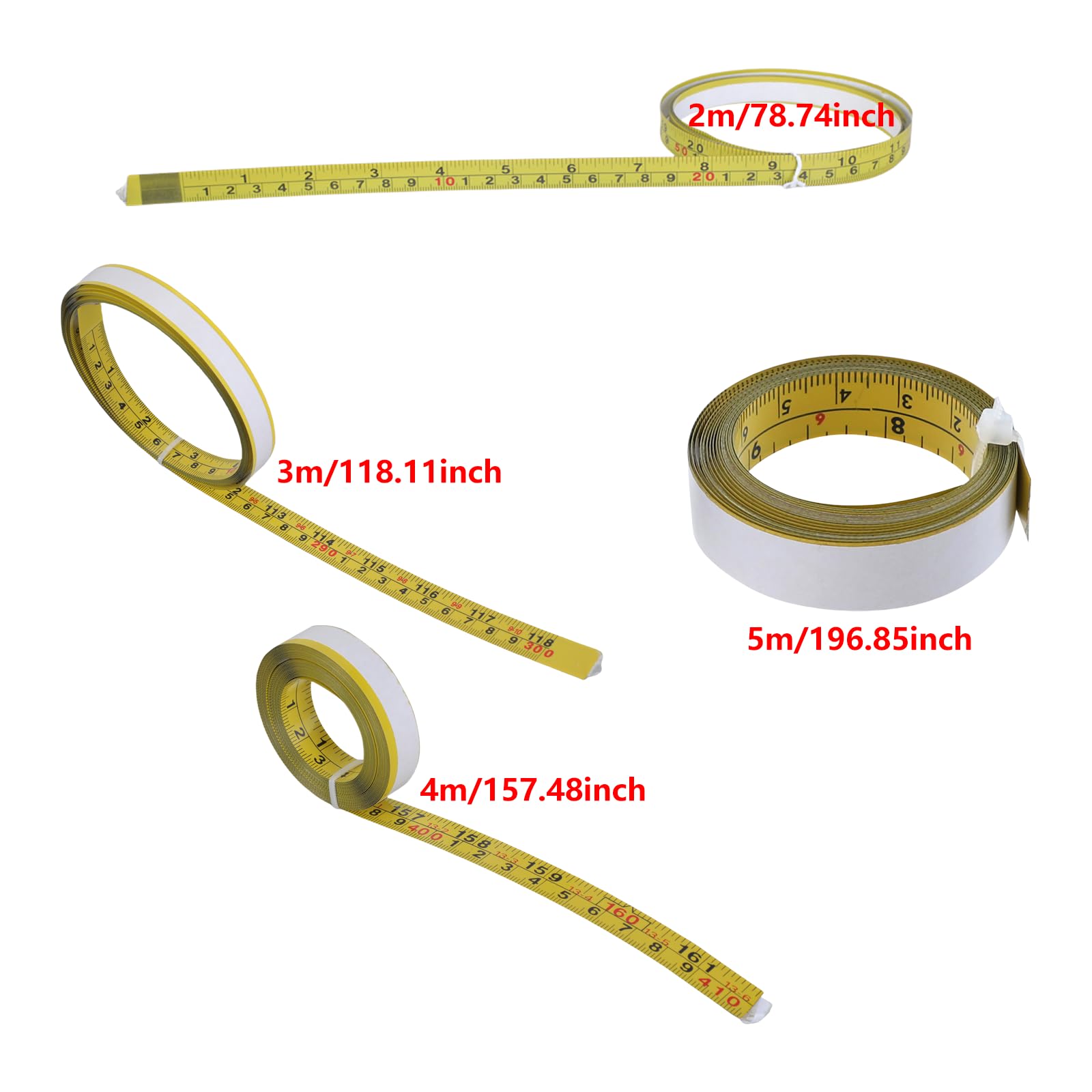 Mètre Ruban Métrique Autocollant 1-5 Mètres Avec Ruban Adhésif Pour Charpentier, Le Ruban Peut être Collé Sur Métal, Béton, Verre Et Autres Matériaux