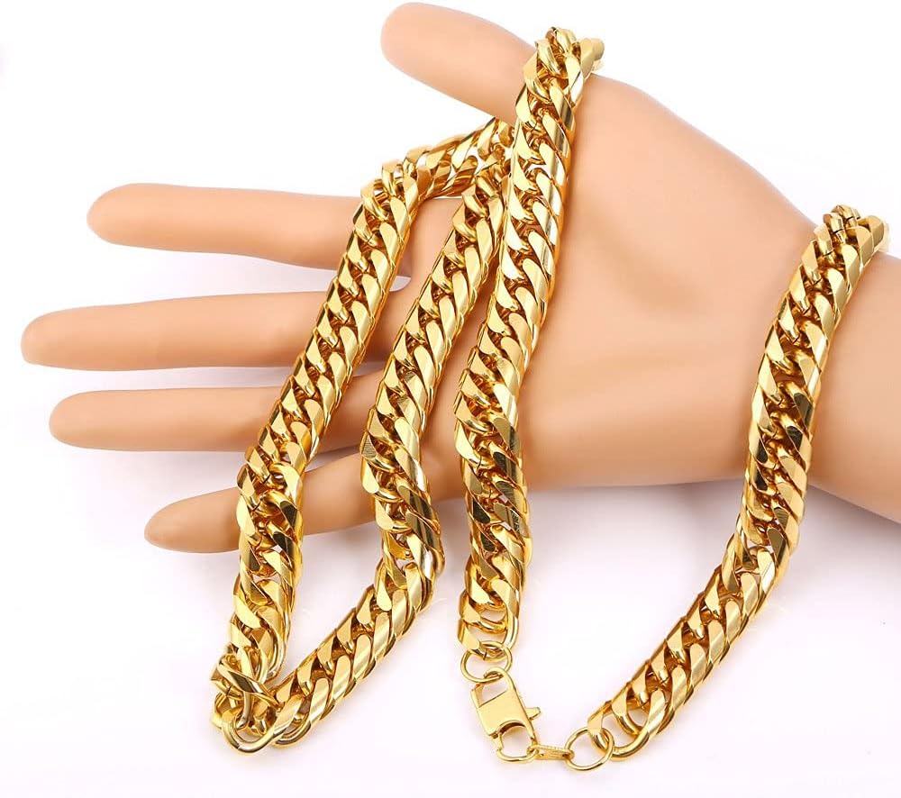 U7 Men's Cuban Link Chain Necklace for Men 3.5/6/9/12mm Franco Curb Chain image 2