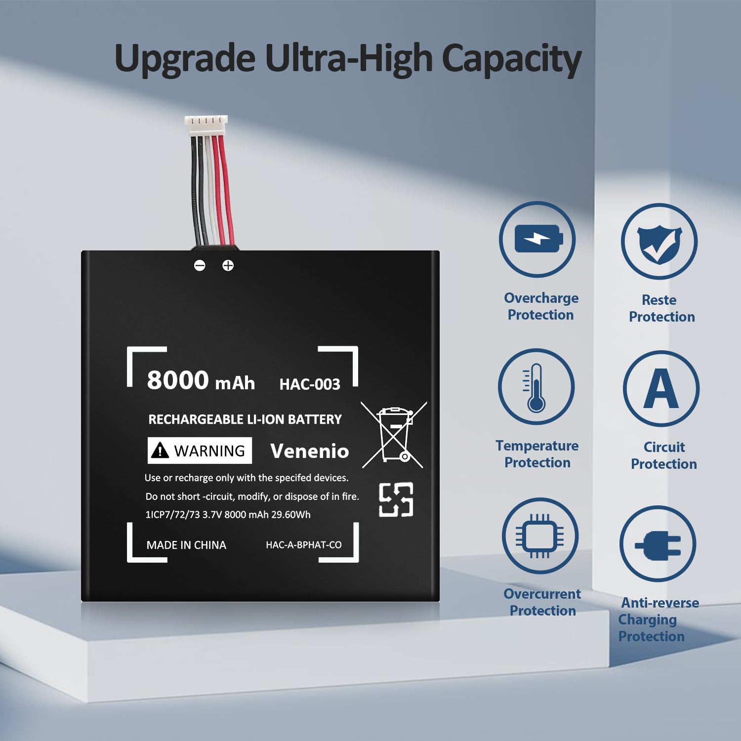 8000mAh] Bateria para console de jogos Nintendo Switch 2017 HAC