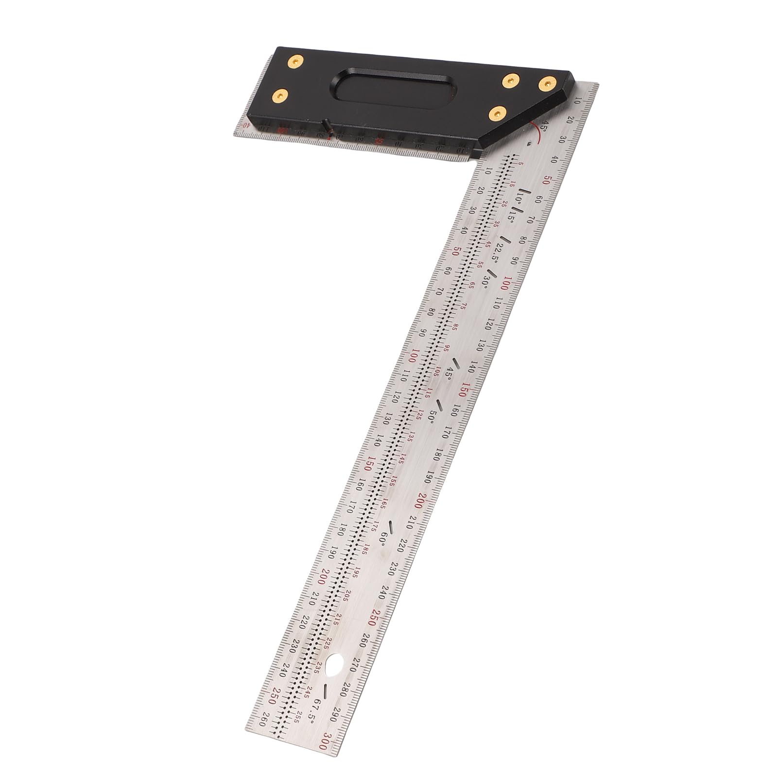 Righello Quadrato, Strumento di Costruzione in Acciaio Inossidabile da 300 Mm con Angolo Retto di 90° Integrato, per la Lavorazione del Legno, Carpenteria e Layout di Coperture