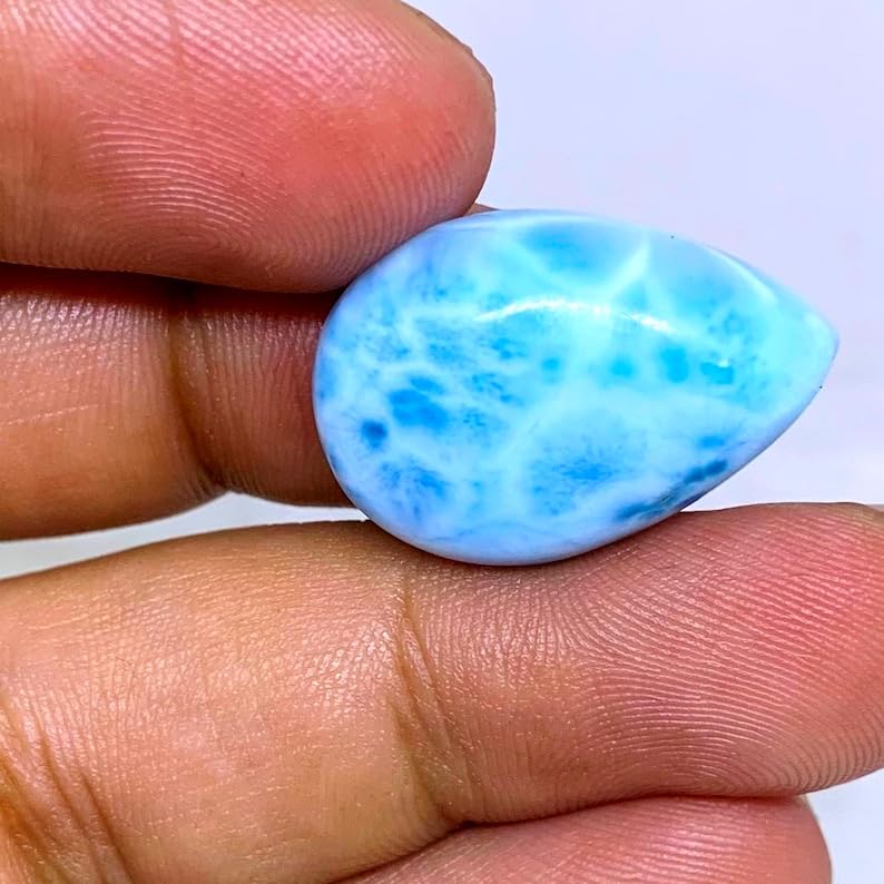 Gemme larimar de qualité supérieure 23x16mm poire cabochon d'exception pour bijouterie