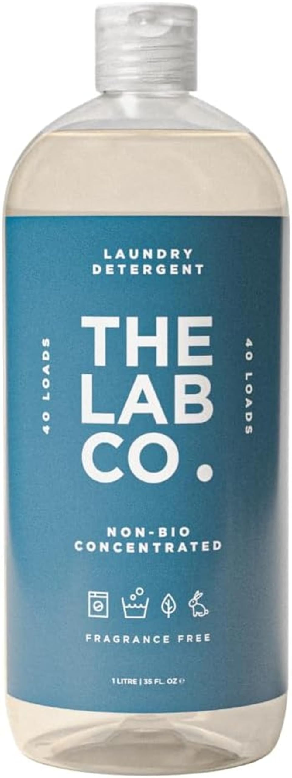 The Lab Co. Non-Bio Concentrated Laundry Detergent | 40 Loads, 1L | Hormone-kind Fragrance | Unscented, Fragrance Free, Odourless | Plant-Based, Vegan, Cruelty-Free, Sensitive Skin Safe