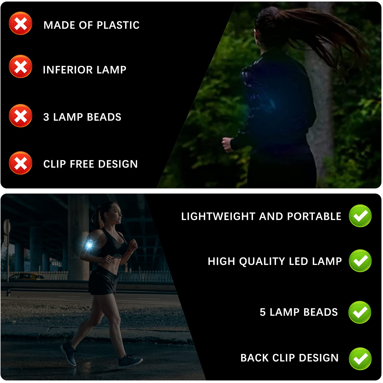 Luci Di Sicurezza LED Lampeggianti - Set Di 2, Per Zaino, Bici, Passeggino E Cani, Impermeabili, Con 3 Modalità - Foto 8