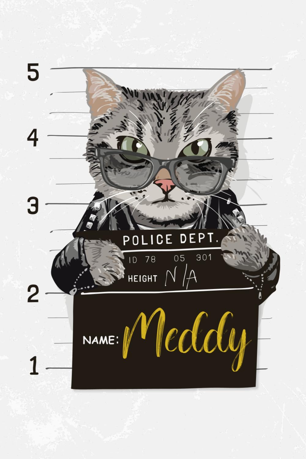 Meddy: Cahier personnalisé avec prénom Meddy | Cadeau d'anniversaire pour enfant, garçon, homme, copain ... | Chat gangster | 110 pages lignée, Petit Format 6x9 pouces (15,24 x 22,86 cm)