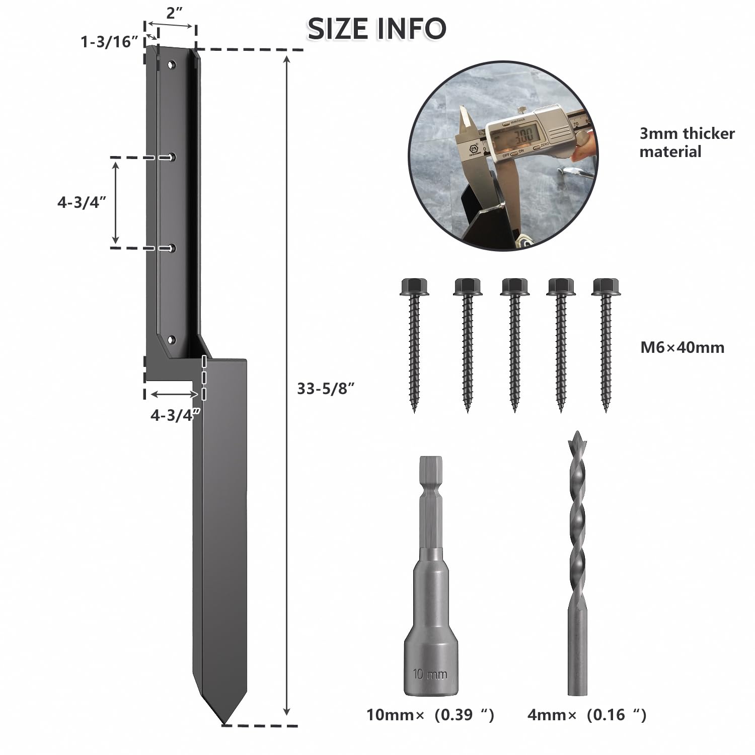 (Similarly)1 Pack Fence Post Repair Kit, Fence Post Anchor, Post Buddy Fence Repair - Quick and Easy Solution for Fence Repair - Secure and Stable - Black(Lbzj-8)