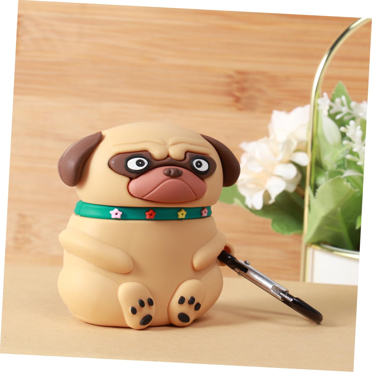 Uonlytech 3piezas Funda De Silicona para Auriculares Diseño De Perro Pei Resistente y Arañazos con Gancho para Fácil Transporte