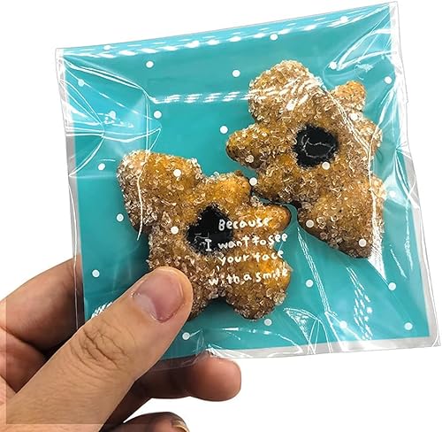 Miniatura 10 de 200 bolsas de celofán autoadhesivas con puntos blancos, bolsa de galletas, bolsa de recuerdo de fiesta para panadería, dulces, galletas (5.5 x 5.5