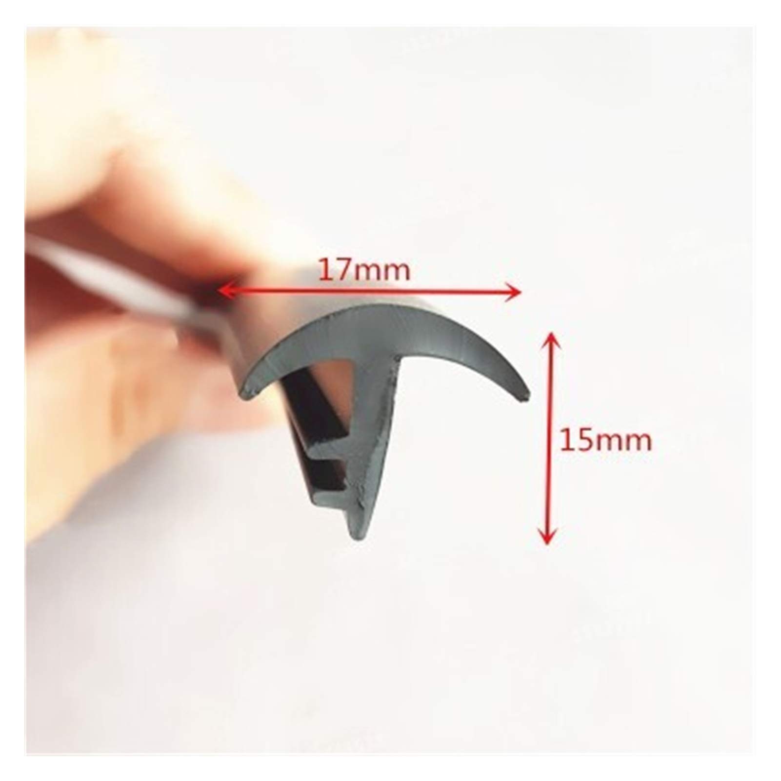 Zkenshan-Weather Stripping Seal Black T Strip Rubber Encloser Shield Car Seals, Glass Metal Wood Panel Edge, Glass Door Seal Strip Stop Shower Leaks (Color : 17x15mm, Length : 3M)
