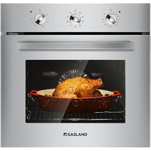 GASLAND 24 Inch Wall Oven Electric, 3200W Convection Single Wall Oven with Rotisserie, 9 Functions, 3-Layer Glass Door, Knob Control, 65L Capacity, ETL Certified, Stainless Steel, 240V
