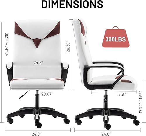 Miniatura 3 de Silla de oficina de piel sintética, silla ergonómica de escritorio para computadora, silla de trabajo acolchada para oficina en casa, respaldo alto,