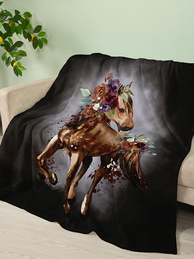 Plaid Cama Caballo Marrón Negro Plaid Sofa Franela Colcha Multiusos para Sofas Lavable Cubre Sofas Suave Manta Cubre Sofa Duradero Manta Sofa Mantas para Sofa Blanket Mantas para Cama 220x240cm