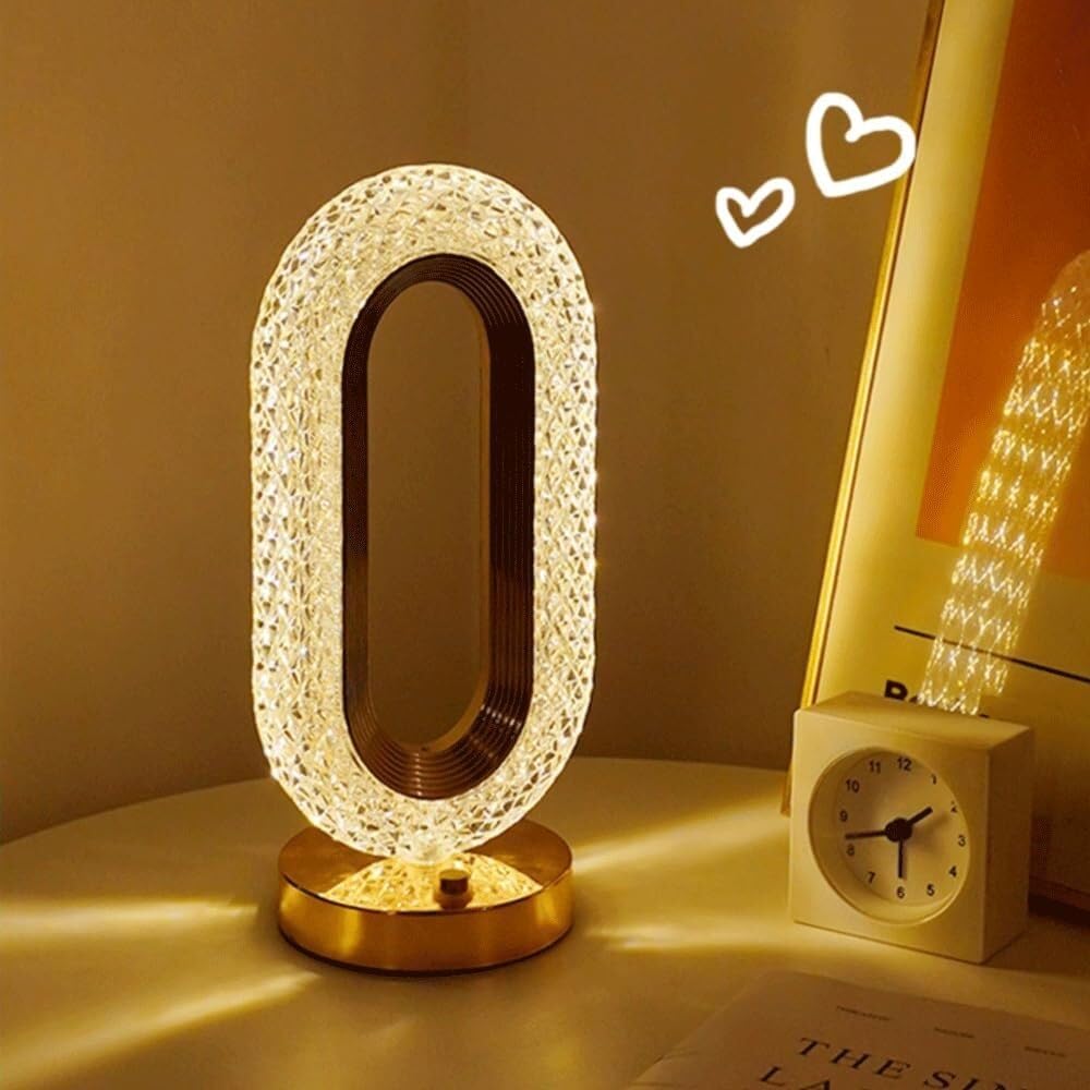 Nowoczesna owalna kryształowa lampa biurkowa bezprzewodowa dotykowa lampa biurkowa romantyczna i wygodna lampa do pokoju dziecięcego lub willi lampa biurkowa