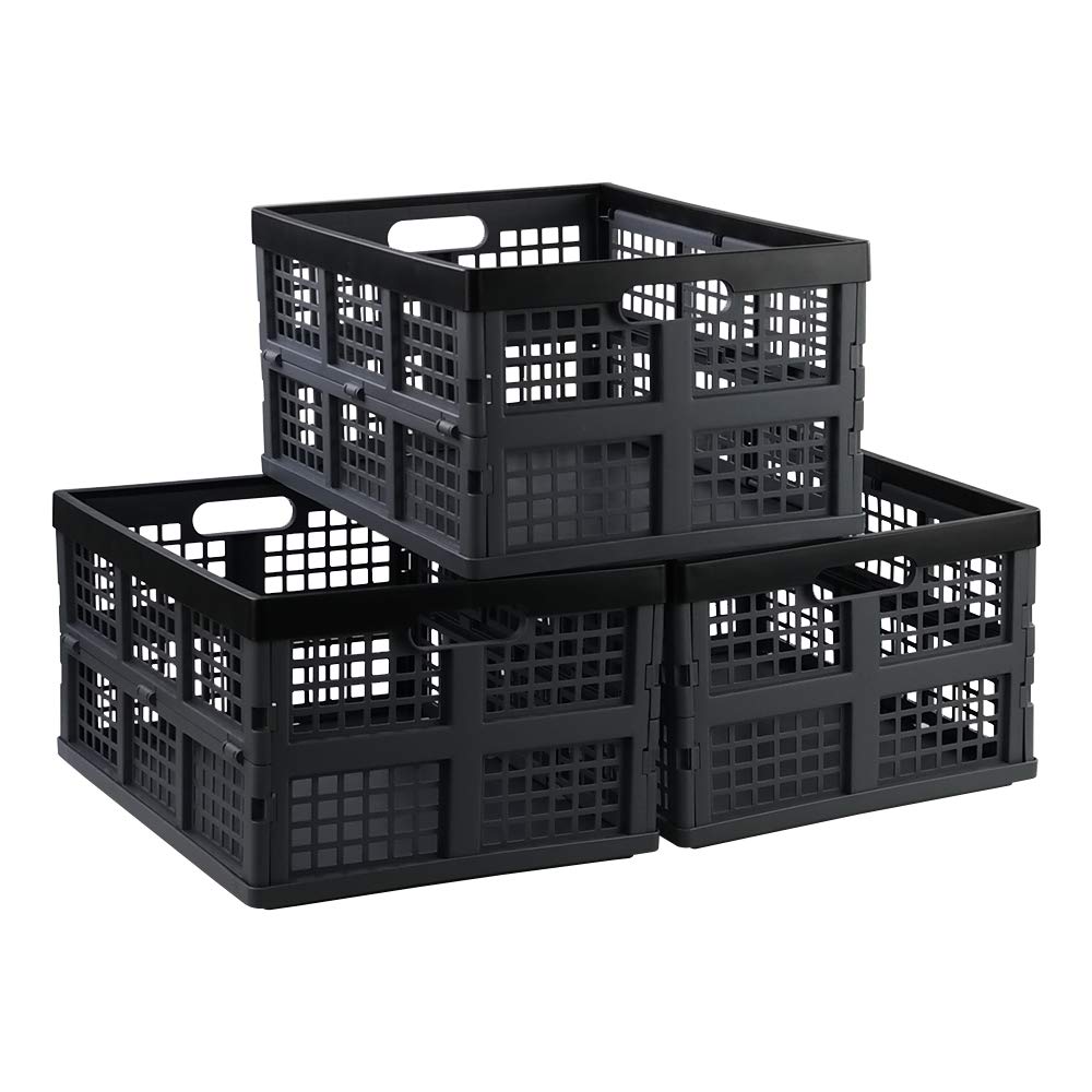 Sponsored Ad – Annkky 34 Liters Collapsible Crate, Plastic Folding Storage Crate Basket Set of 3