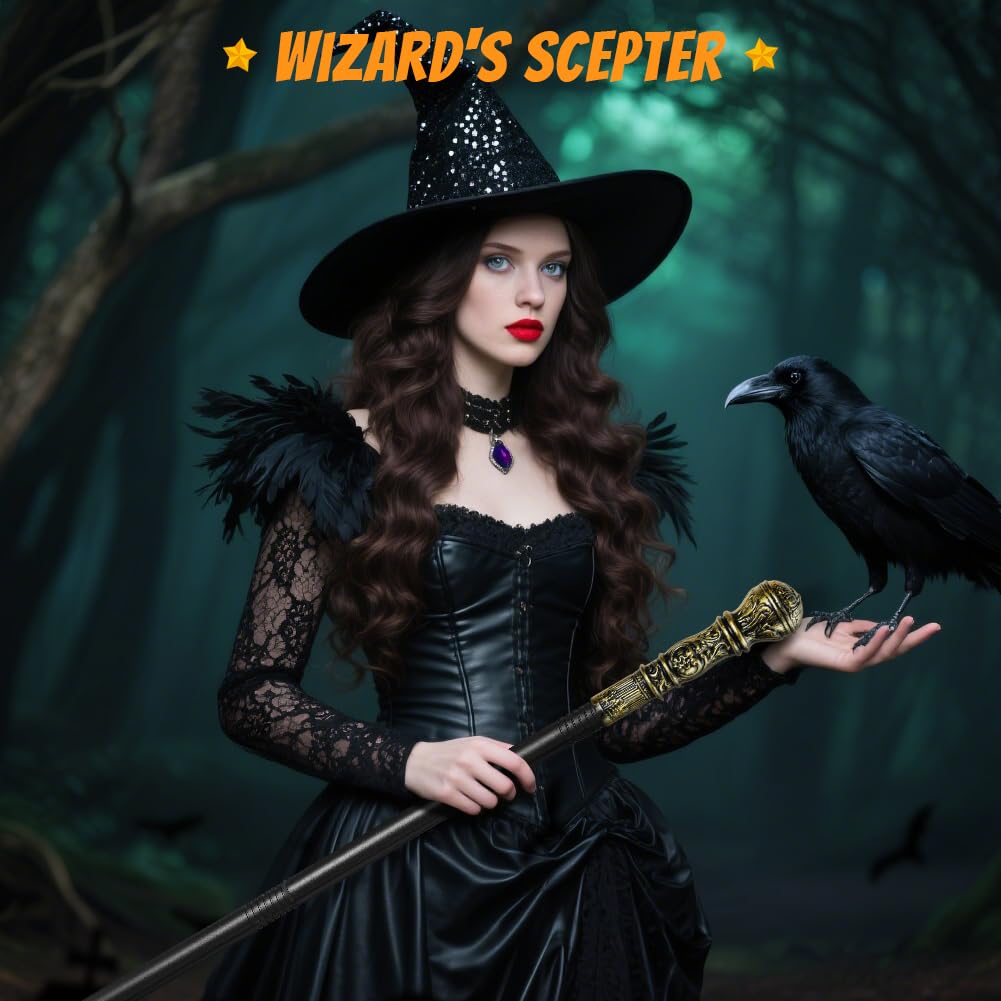 AUYAO Okrągłe berło kreatywna trzyczęściowa różdżka Halloween rekwizyt laska na Boże Narodzenie karnawał cosplay występy sceniczne i imprezy rekwizyt kostiumowy