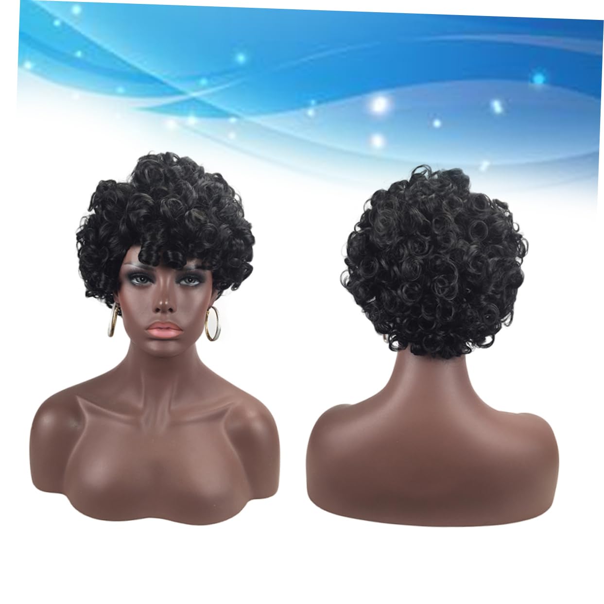 FOMIYES Lot De 2 Perruques Courtes Et Bouclées Pour Femme Longueur Niveau De La Mâchoire Pour Un Usage Quotidien Et Les Fêtes