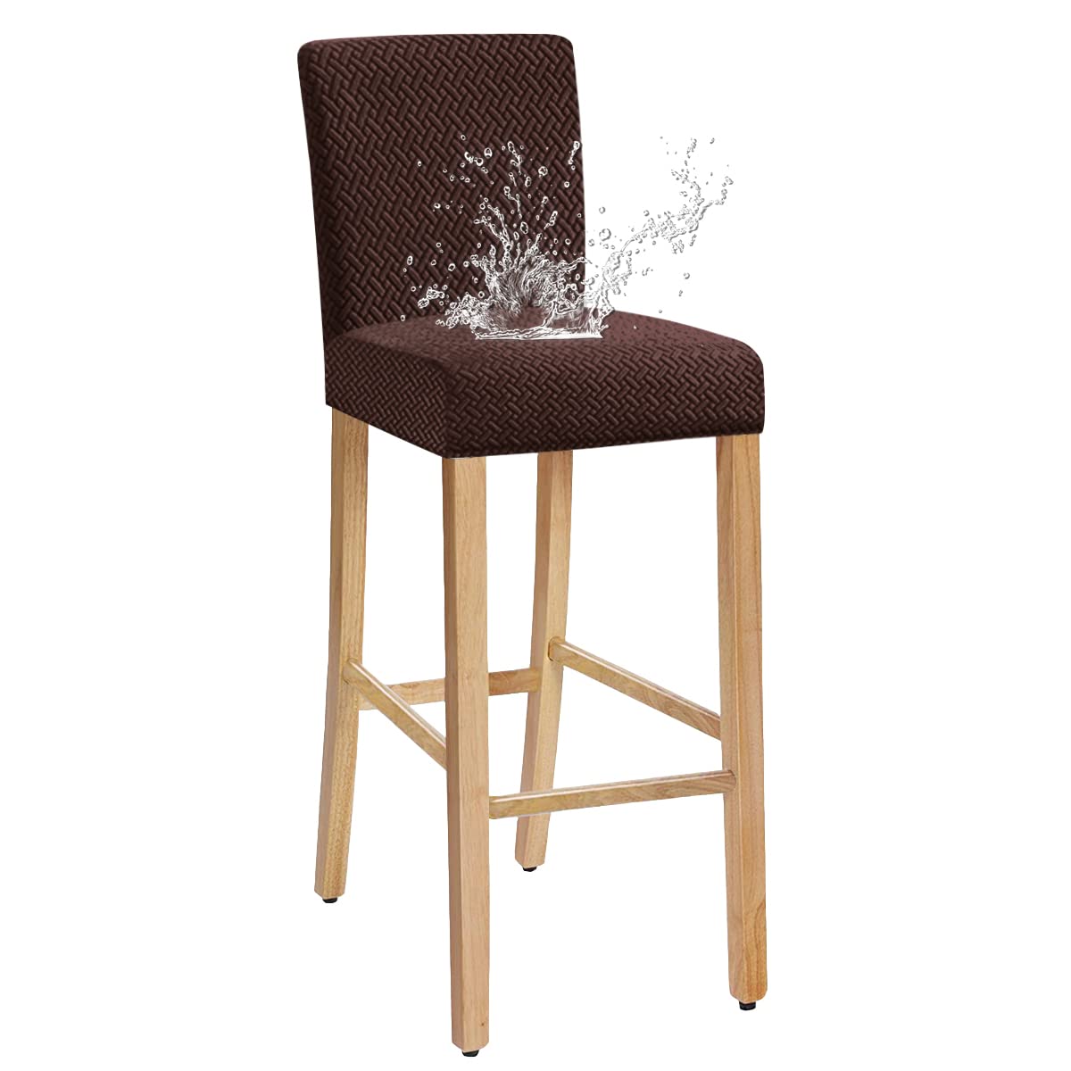 Housses De Tabouret De Bar JUNZHE Extensibles Lavables - Lot De 6, Blanc, Pour Dossier Court