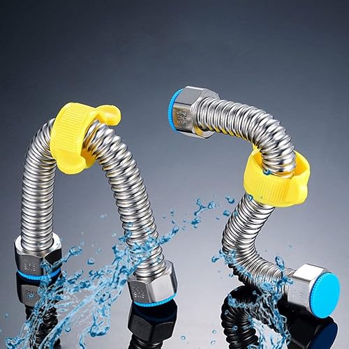 Miniatura 2 de DOITOOL 2 mangueras de calentador de agua, conectores flexibles de agua corrugado de acero inoxidable resistente, líneas de suministro de agua de 12