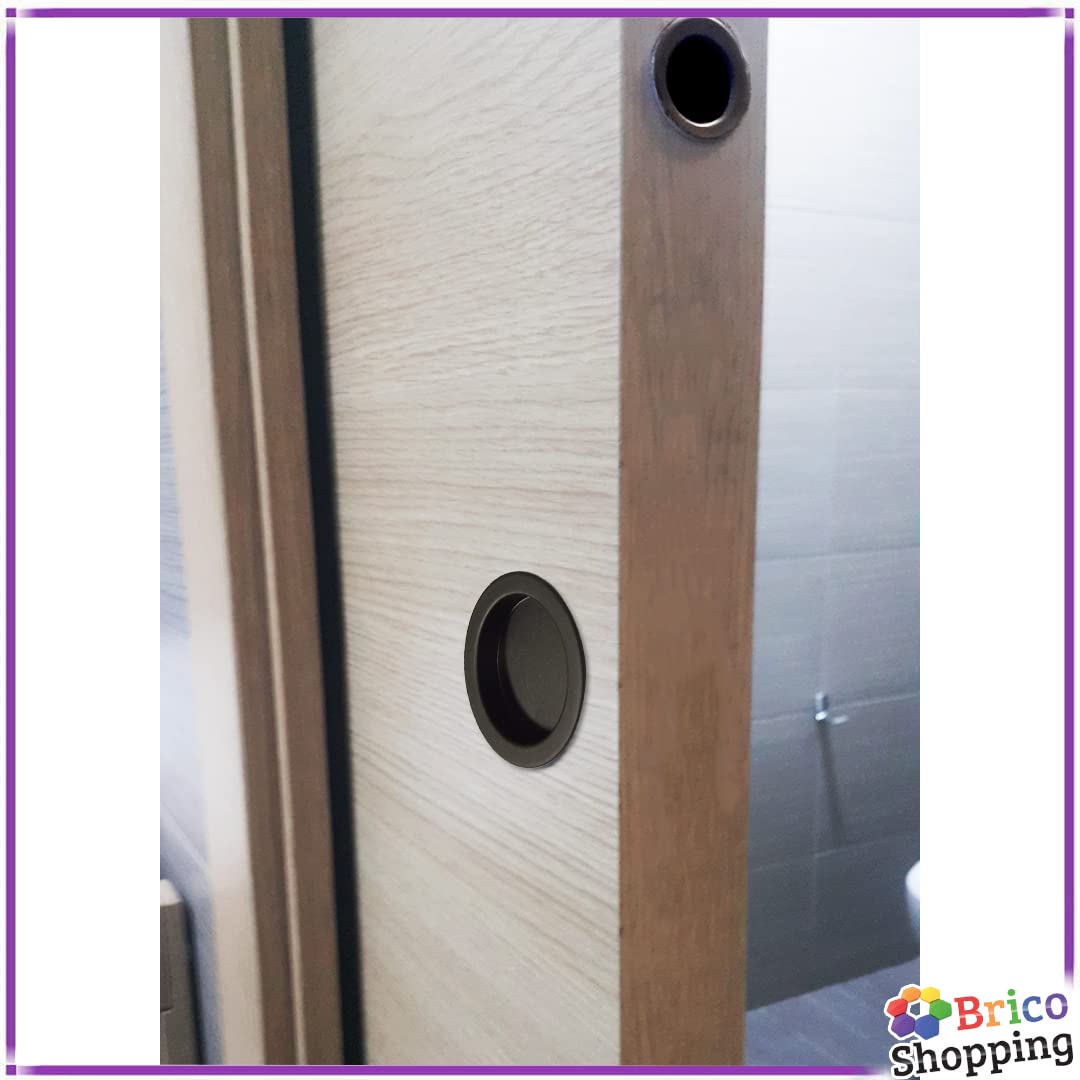 Set Maniglie Per Porta Scorrevole Interna - Senza Serratura - Tondo Nero - Kit Completo - Foto 6