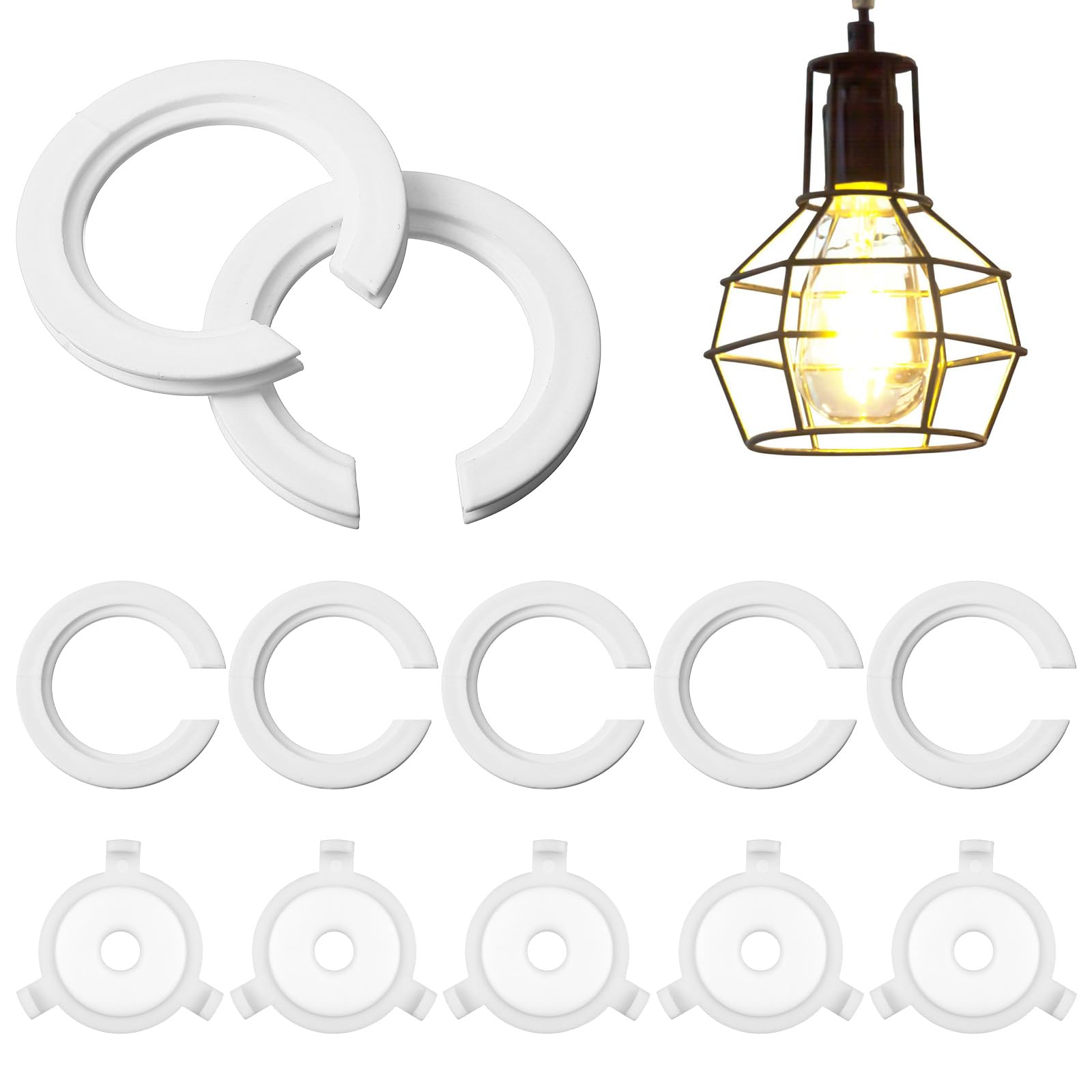 White Lamp Shade Adapter Ring, 5PCS E27 Plastic Lampshade Reducing Ring, Lampshade Reducer Lampe Rings Adapters Lampe Accessories White Lampshades Rings Converter Replacement Washer Adapter